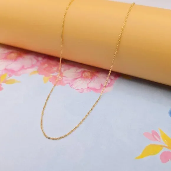 Dainty Rose Gold Twisted Rope Chain Necklace, 24 Inch, Gold Plated, XPNL0108 - Picture 8 of 12